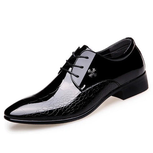 Luxury Italian Patent Leather Men's Oxford Shoes - Pointed Toe Wedding Dress Derbies